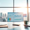 Engaging dashboard of an smm panel with lively analytics in a professional workspace