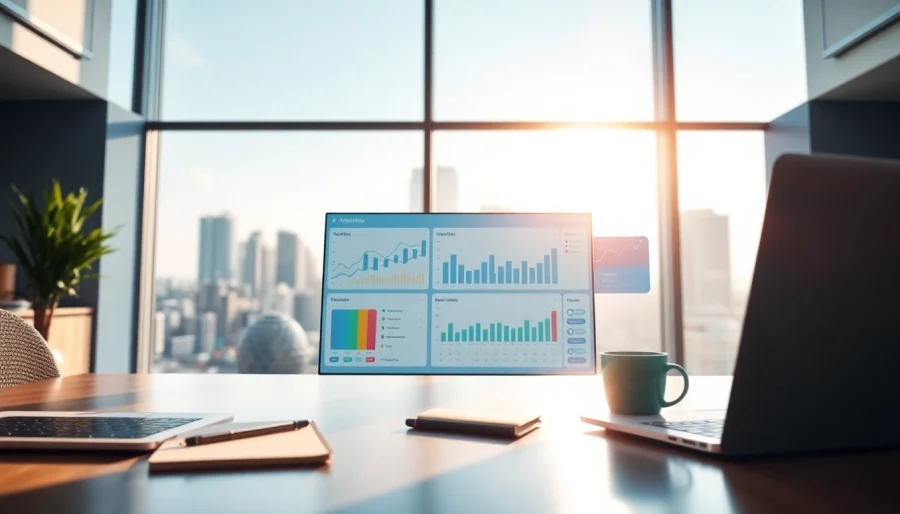 Engaging dashboard of an smm panel with lively analytics in a professional workspace
