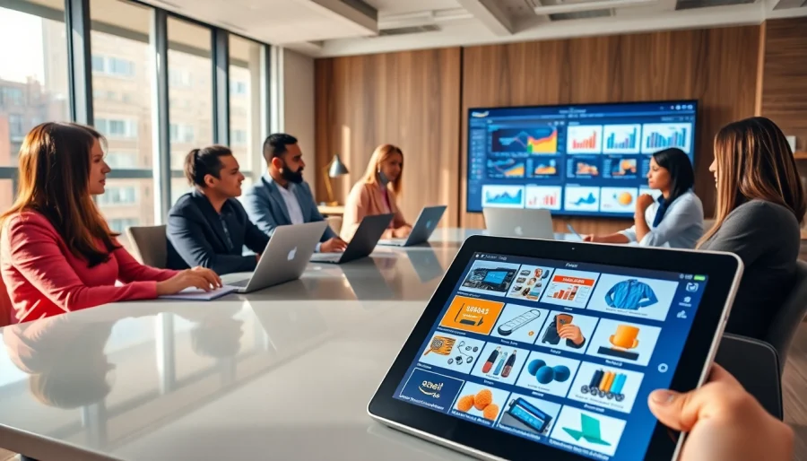 Engaging teamwork on amazon wholesale strategies in a modern office environment