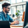 WordPress developer near me working collaboratively with client in a modern office environment.
