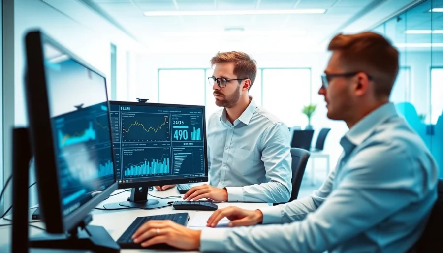 Showcasing a team evaluating a cutting-edge LLM testing platform in a bright office space.