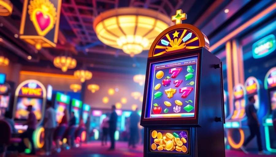 Experience thrilling gameplay at a pg slot machine with vibrant lights and graphics.