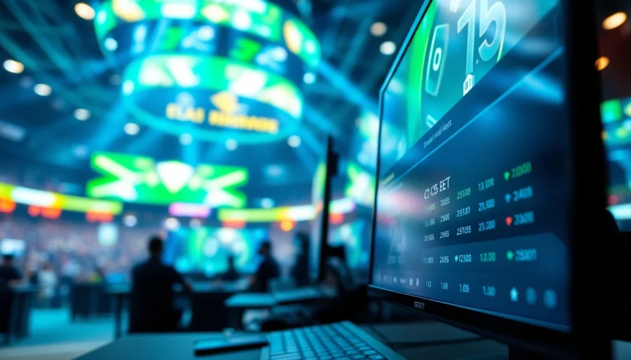 Engage in CS5 Bet with an immersive esports betting scene featuring dynamic visuals.