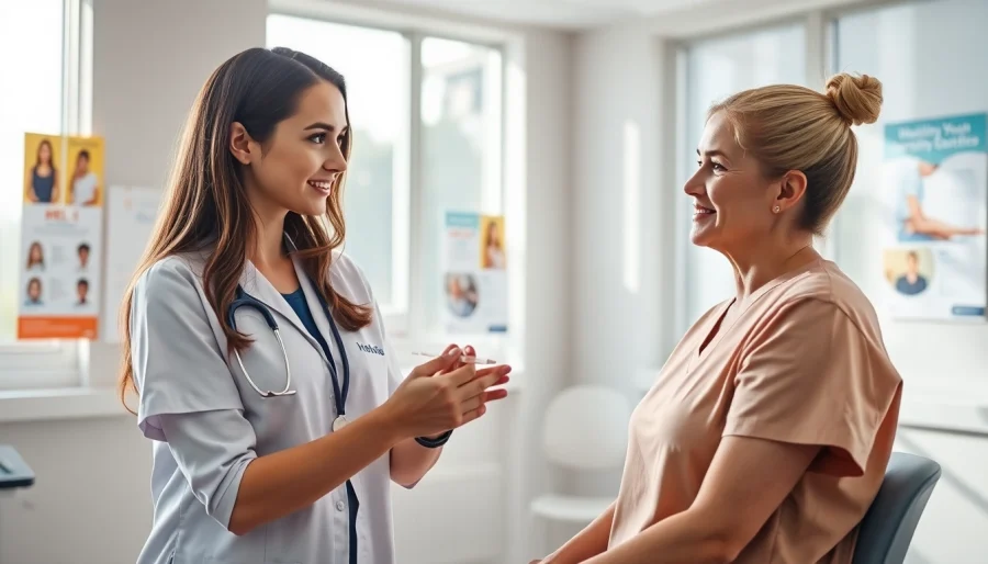 Administering weight loss shots in a professional healthcare setting to promote wellness.