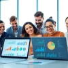 Analyze competitive intelligence strategies with a focused team in a modern office setting.