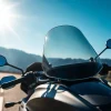Showcasing a motorcycle windscreen designed for optimal performance and aerodynamics.