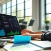 Evaluate cashback comparison offers using a laptop with colorful charts and graphs.