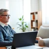 Psychiatrist engaging with a patient in a calming office setting, fostering a therapeutic atmosphere.