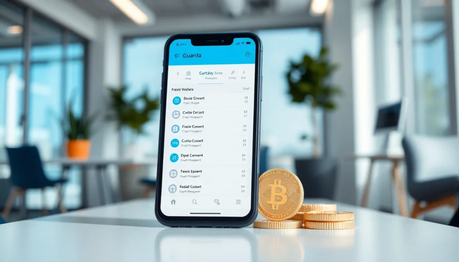 Engaging digital display of guarda wallet on a smartphone, showcasing secure cryptocurrency management.