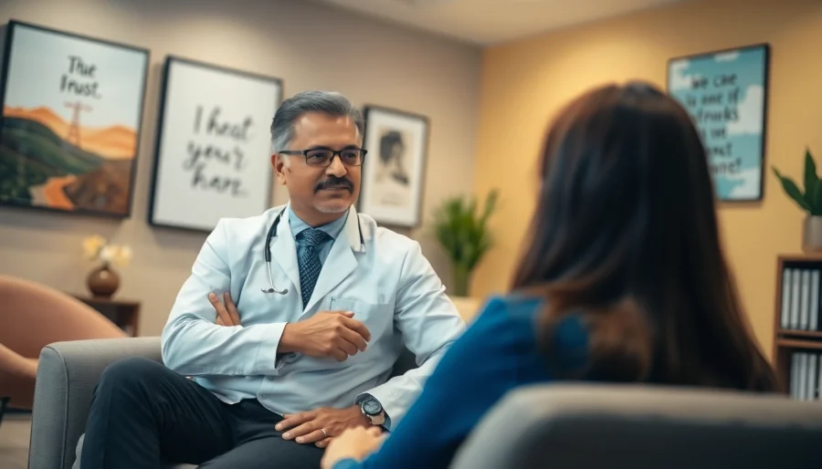 Best psychiatrist in dubai consulting with a patient in a serene office setting.