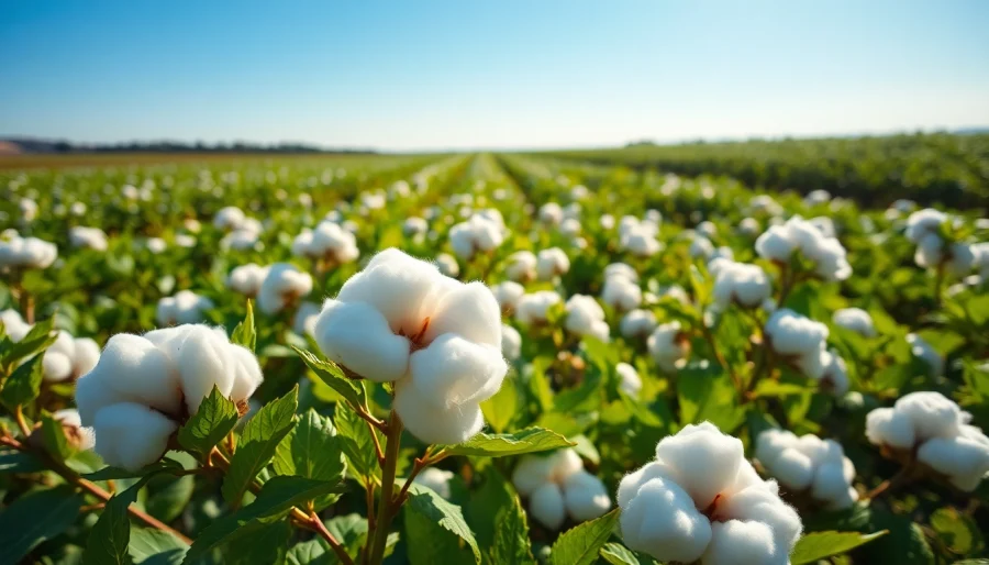 Katoen bollen in een kleurrijk katoenveld met een serene sfeer.