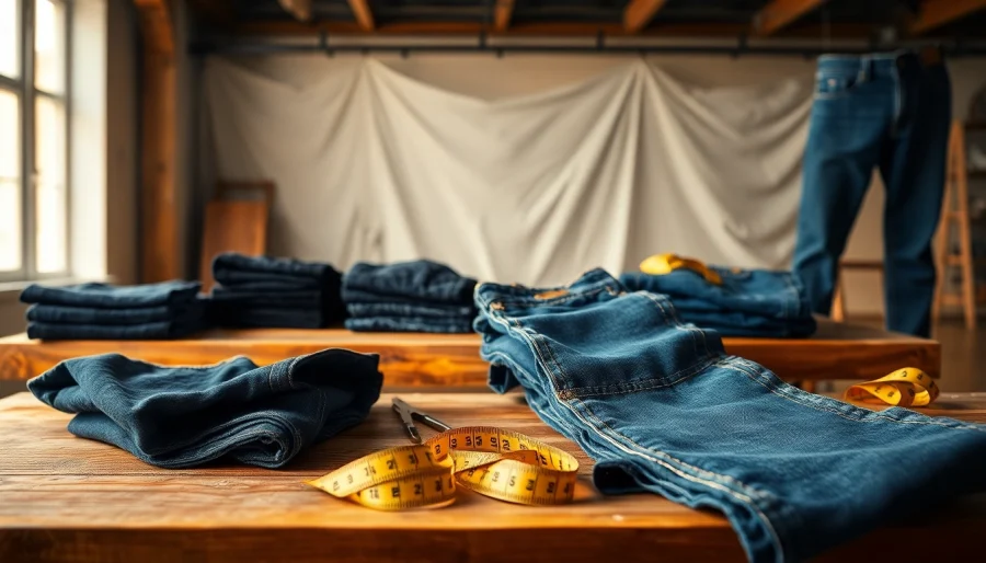 Showcase of jeans garment manufacturers highlighting high-quality expertise in denim fabric.