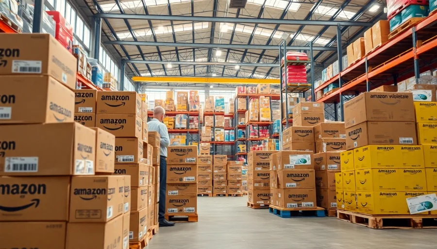 Optimize amazon wholesale strategy with vibrant warehouse Setup and product displays