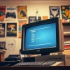 Engage with classic DOS nostalgia as you play dos games on a vintage gaming setup.