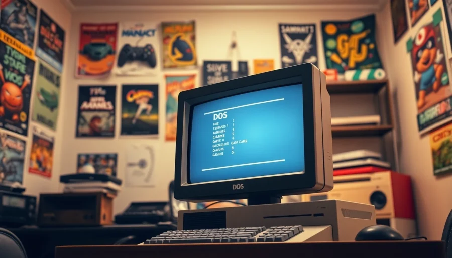 Engage with classic DOS nostalgia as you play dos games on a vintage gaming setup.