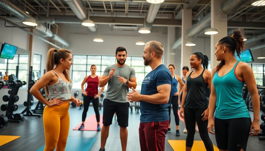 Engaging personal trainer tonbridge coaching clients in a vibrant gym environment.