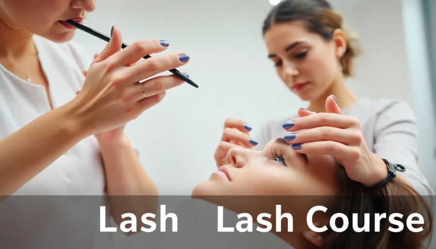 Lash Course instructor showcasing a precision lash extension technique on a client.