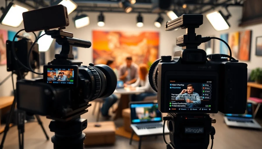 KlingAI Prompts showcased in a vibrant video production studio with creative energy.