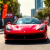Buy used Ferrari in Gauteng, a vibrant red Ferrari parked on a sunny Gauteng street.