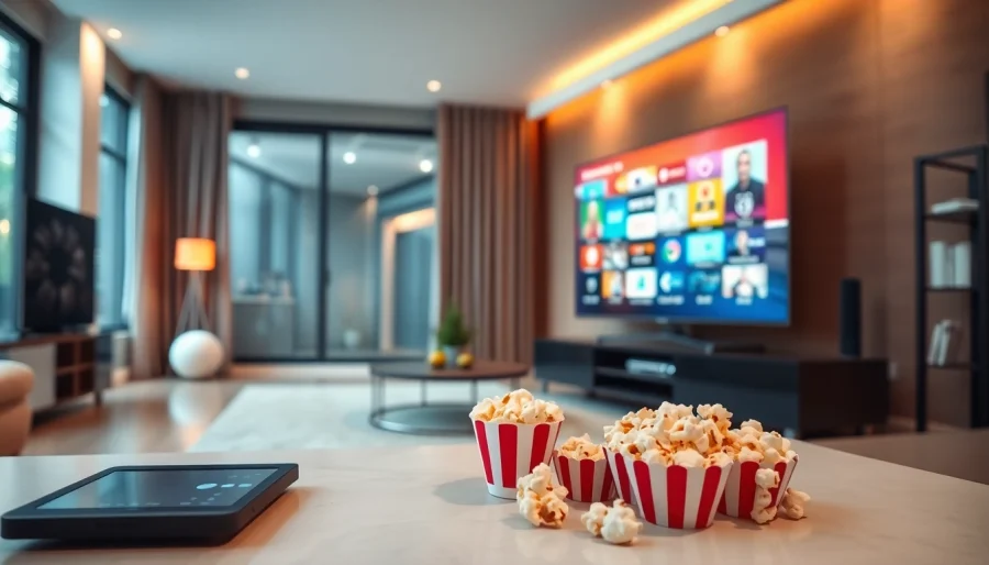 Regarder Code iptv dans un cadre moderne avec une télévision à écran plat et une ambiance chaleureuse.