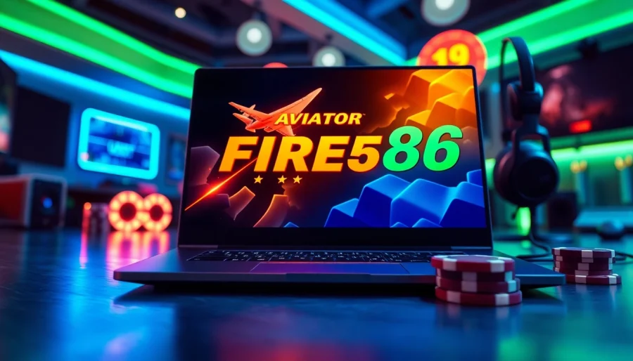 Engage with Aviator Fire85 game interface on a modern gaming laptop showcasing excitement.