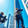 Rope access companies showcasing technicians maintaining a tall building with safety gear.