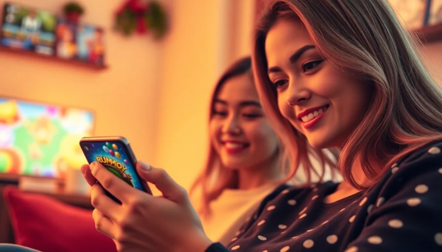 Enjoying YONO RUMMY gameplay on a smartphone, showcasing vibrant graphics and a cozy atmosphere.