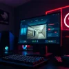 Showcasing a gaming setup featuring MemeSense CS2 on a monitor for an immersive experience.