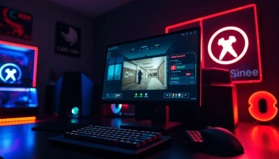 Showcasing a gaming setup featuring MemeSense CS2 on a monitor for an immersive experience.
