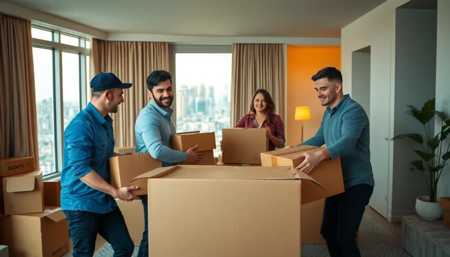 Best Toronto movers teamwork efficiently in a modern apartment setting.
