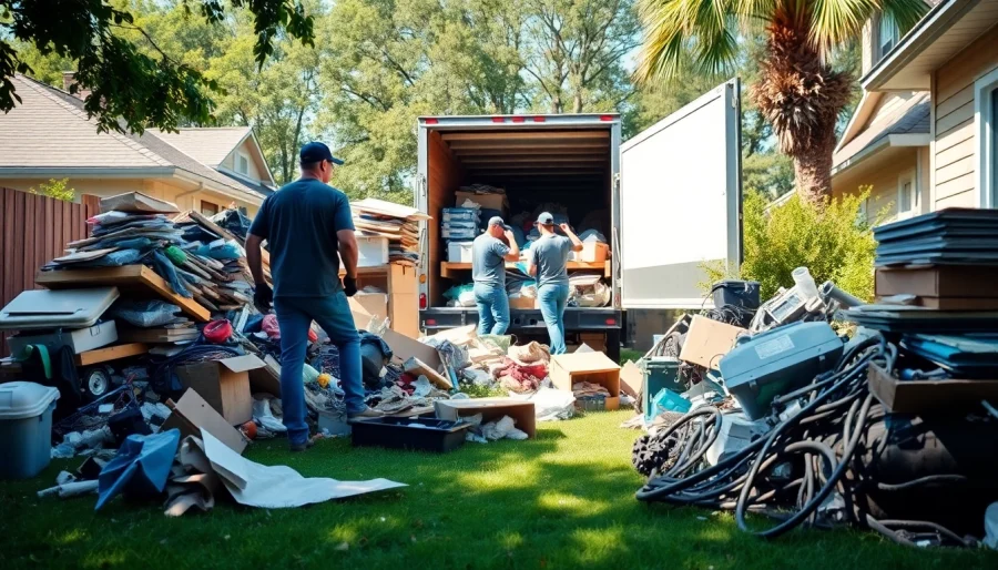 Efficient junk removal Florida team clearing clutter from a residential area.