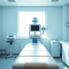 Examine a medical parker device highlighted in a bright, professional medical examination room.