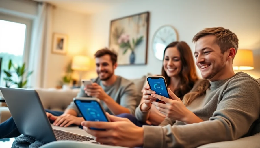 Highlighting positive sonic fiber reviews, families enjoying seamless internet connectivity at home.