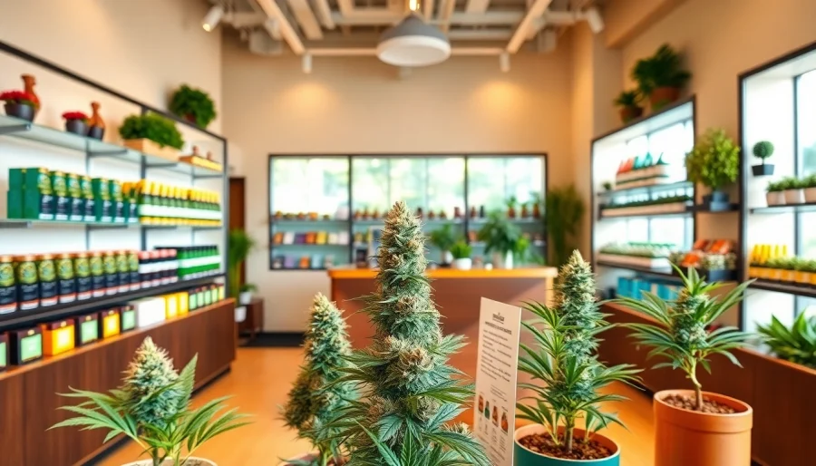 Shop high-quality weed for sale in a modern cannabis dispensary setting.