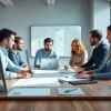 Collaborative scene depicting a web design company Kansas City team strategizing for creative projects.