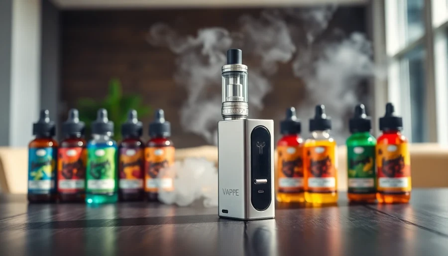 VAPEとカラフルなリキッドボトルの魅力を引き立てるプロフェッショナルな設定