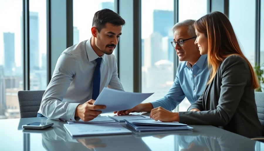 Accountants near me providing expert consultation in a bright modern office.