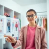 A young person using an ai stylist for personalized fashion advice and outfit selection.