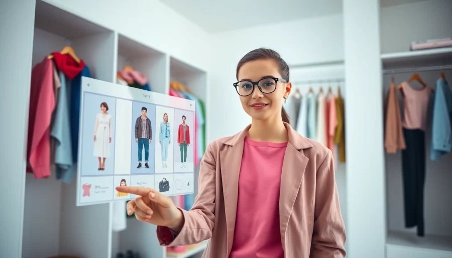 A young person using an ai stylist for personalized fashion advice and outfit selection.