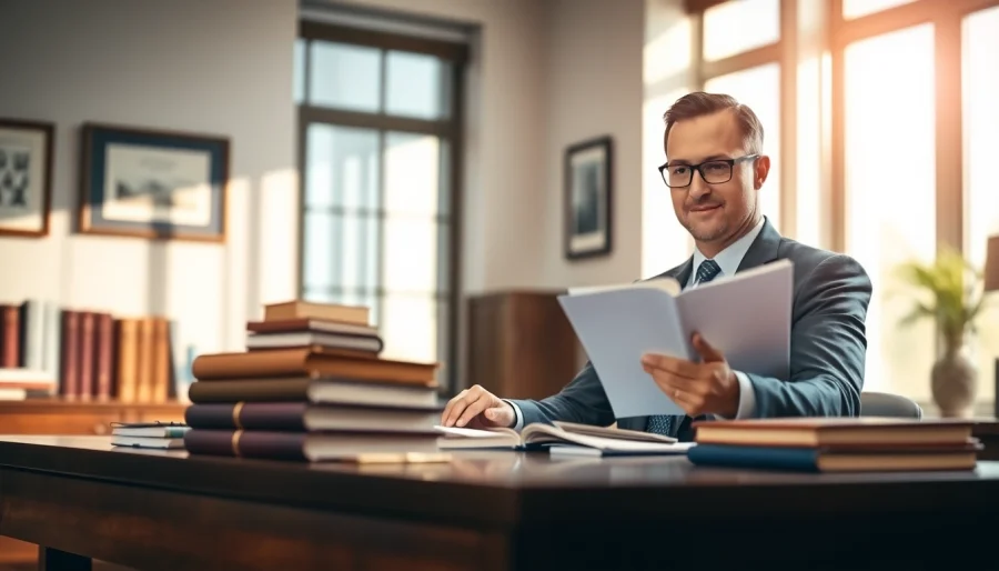 Consulting Maryland Workers Compensation Lawyer offering legal advice in a bright office.
