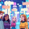 Engage in unlimited AI character chat with diverse digital personalities in a vibrant virtual world.